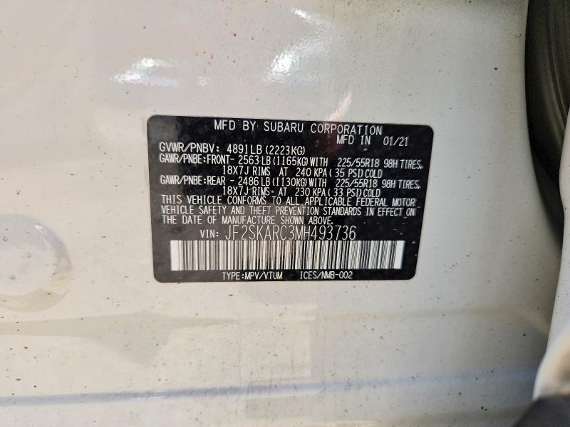 Aukcja sprzedaży 2021 Subaru Forester, vin: JF2SKARC3MH493736, numer aukcji: 56479706
