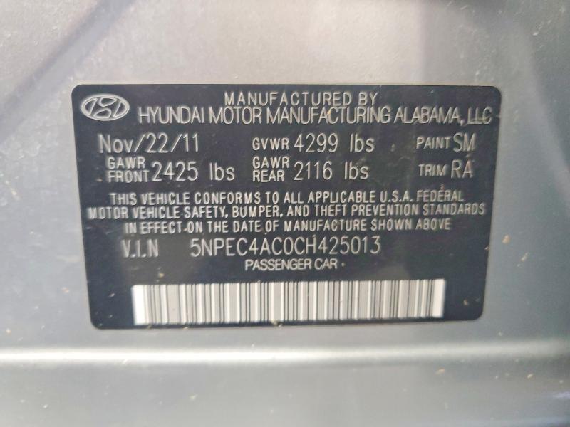 55711636 :رقم المزاد ، 5NPEC4AC0CH425013 vin ، 2012 Hyundai Sonata مزاد بيع