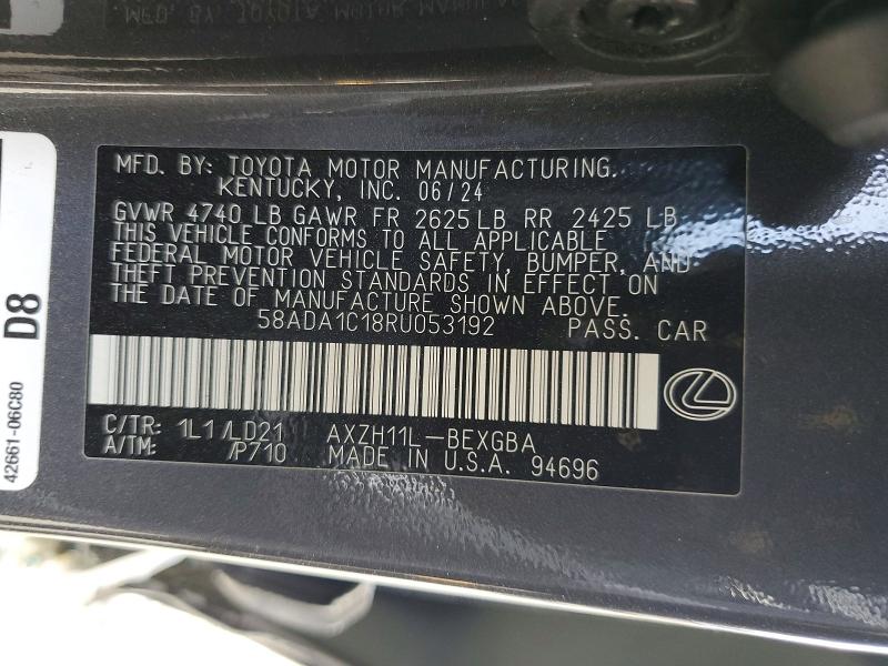 Продажа на аукционе авто 2024 Lexus Es 300h, vin: 58ADA1C18RU053192, номер лота: 56149576