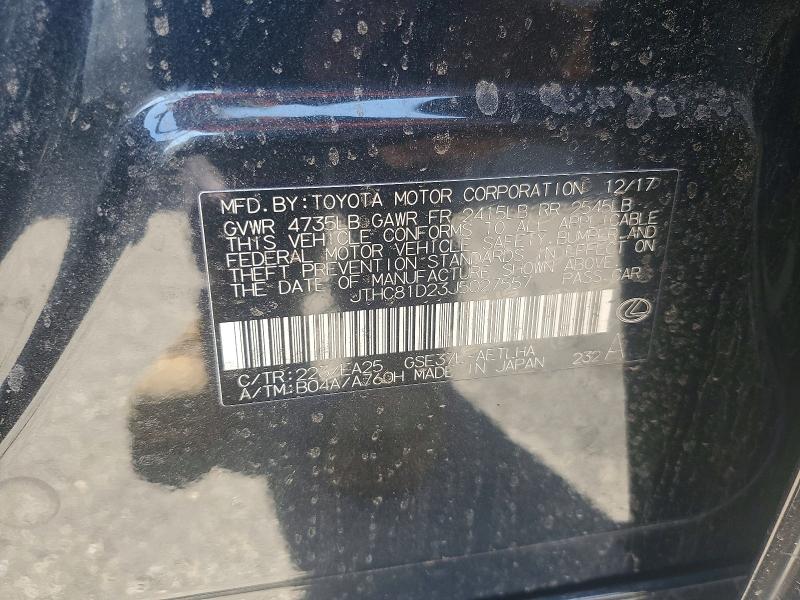 58582126 :رقم المزاد ، JTHC81D23J5027557 vin ، 2018 Lexus Is مزاد بيع