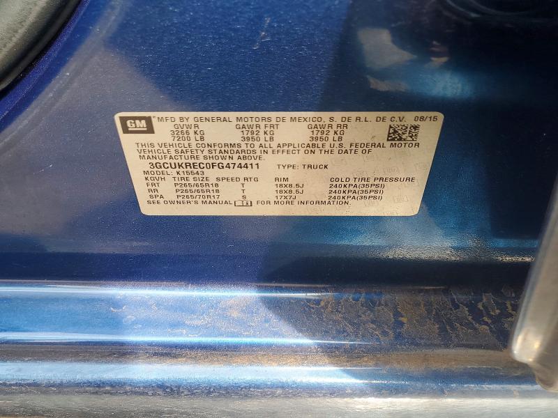 Продаж на аукціоні авто 2015 Chevrolet Silverado, vin: 3GCUKREC0FG474411, номер лоту: 55707506