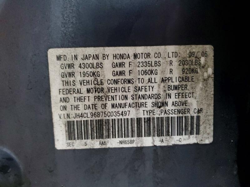 Aukcja sprzedaży 2005 Acura Tsx, vin: JH4CL96875C035497, numer aukcji: 57765206