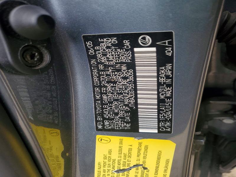 Aukcja sprzedaży 2005 Lexus Es, vin: JTHBA30G755136056, numer aukcji: 59013336