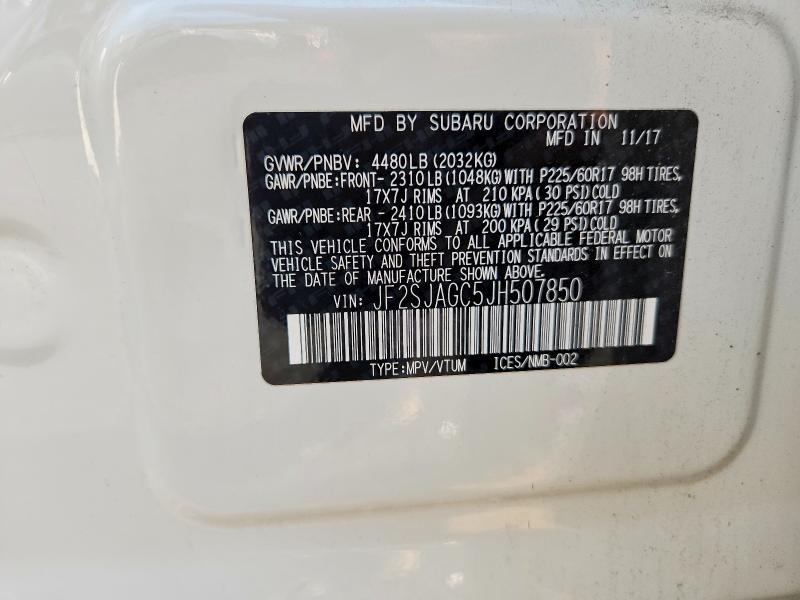 58734496 :رقم المزاد ، JF2SJAGC5JH507850 vin ، 2018 Subaru Forester مزاد بيع