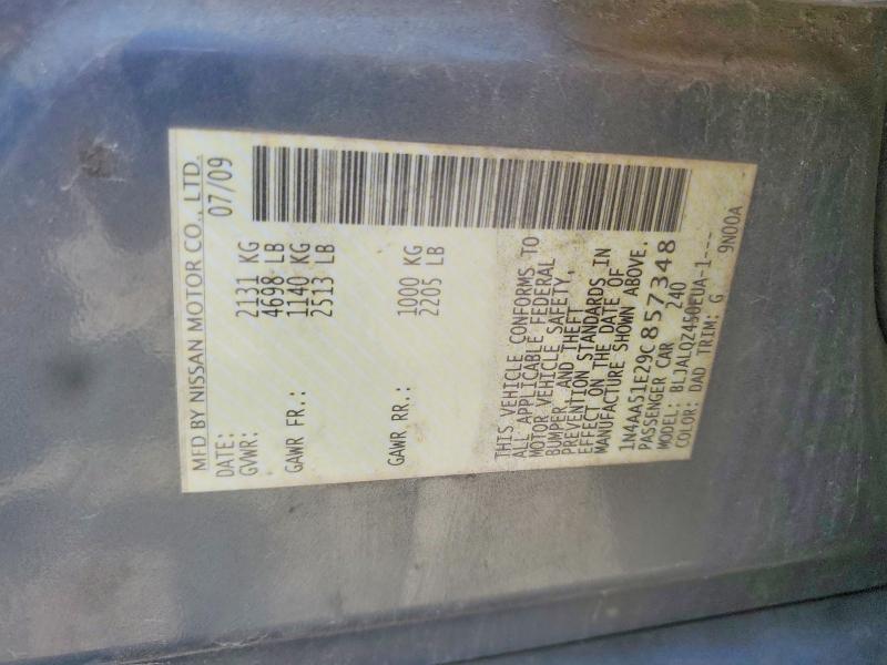 Aukcja sprzedaży 2009 Nissan Maxima, vin: 1N4AA51E29C857348, numer aukcji: 58072616