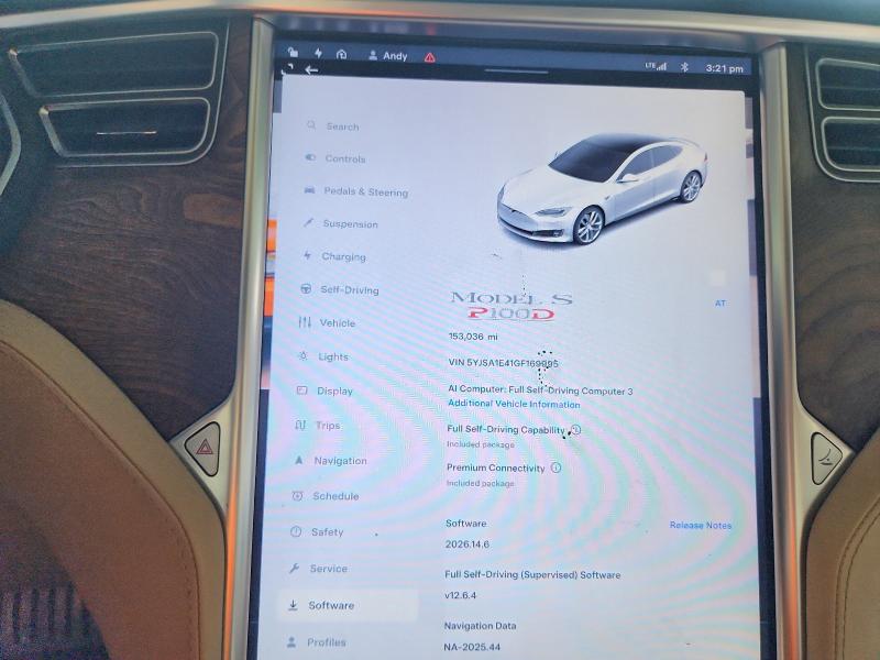 2016 Tesla Model S მანქანა იყიდება აუქციონზე, vin: 5YJSA1E41GF169995, აუქციონის ნომერი: 55875746