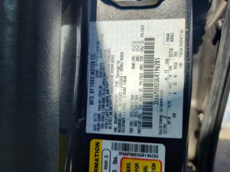 Aukcja sprzedaży 2016 Ford Fusion, vin: 3FA6P0HD3GR196285, numer aukcji: 53454136