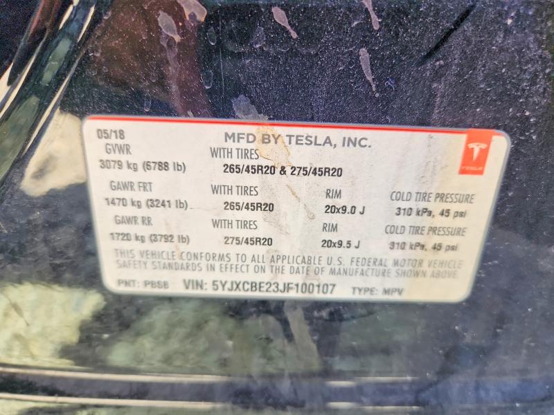 Продажа на аукционе авто 2018 Tesla Model X, vin: 5YJXCBE23JF100107, номер лота: 55827316