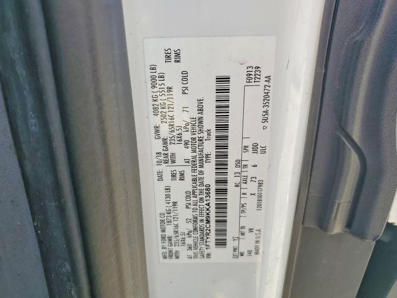 2019 Ford Transit მანქანა იყიდება აუქციონზე, vin: 1FTYR2CM9KKA13680, აუქციონის ნომერი: 55918326