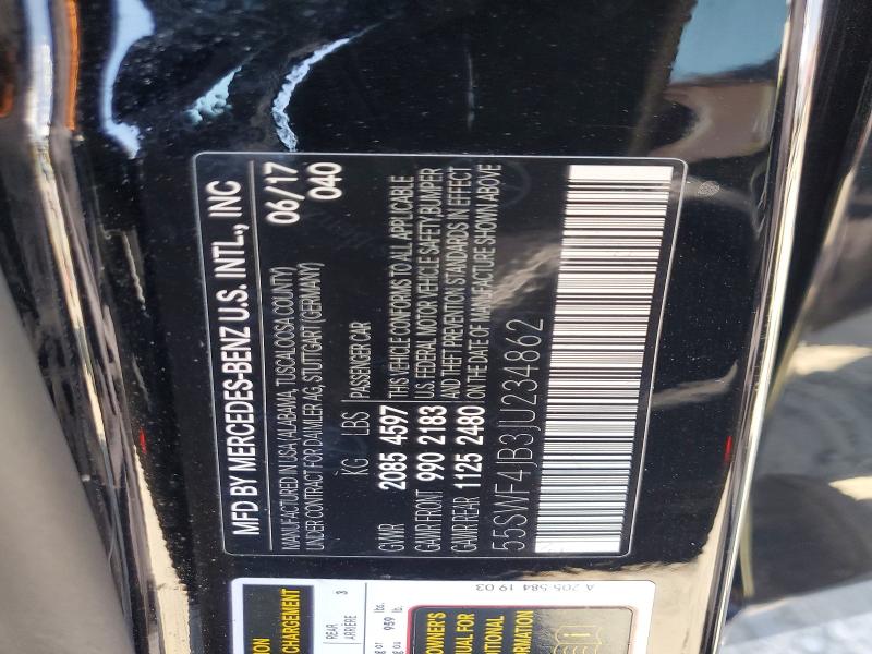 57949736 :رقم المزاد ، 55SWF4JB3JU234862 vin ، 2018 Mercedes-benz C مزاد بيع