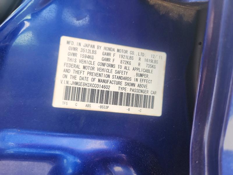 Продажа на аукционе авто 2012 Honda Fit, vin: JHMGE8H3XCC014602, номер лота: 56791926