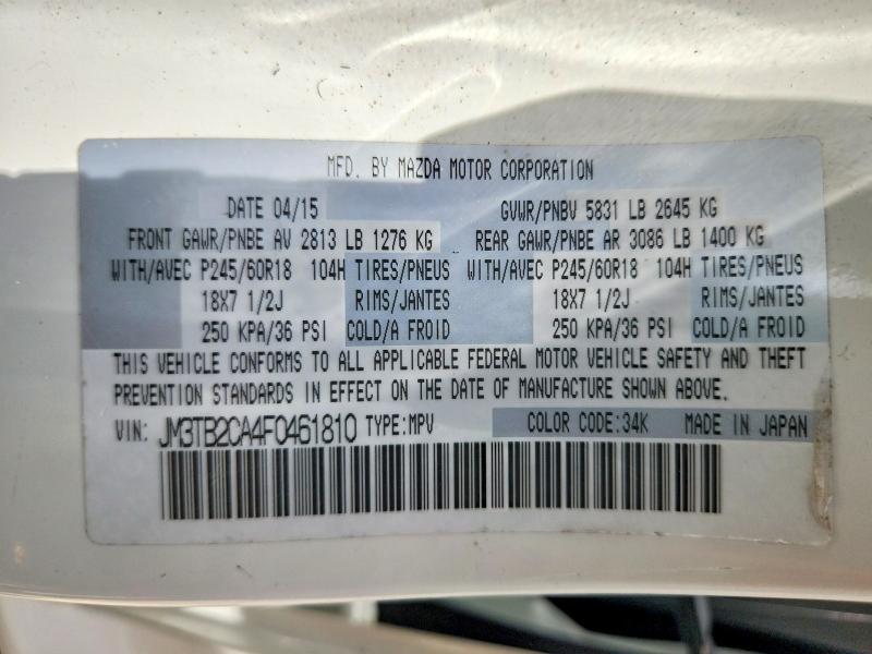 57652336 :رقم المزاد ، JM3TB2CA4F0461810 vin ، 2015 Mazda Cx-9 مزاد بيع
