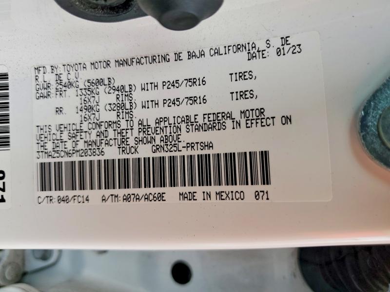 58763116 :رقم المزاد ، 3TMAZ5CN6PM203836 vin ، 2023 Toyota Tacoma مزاد بيع