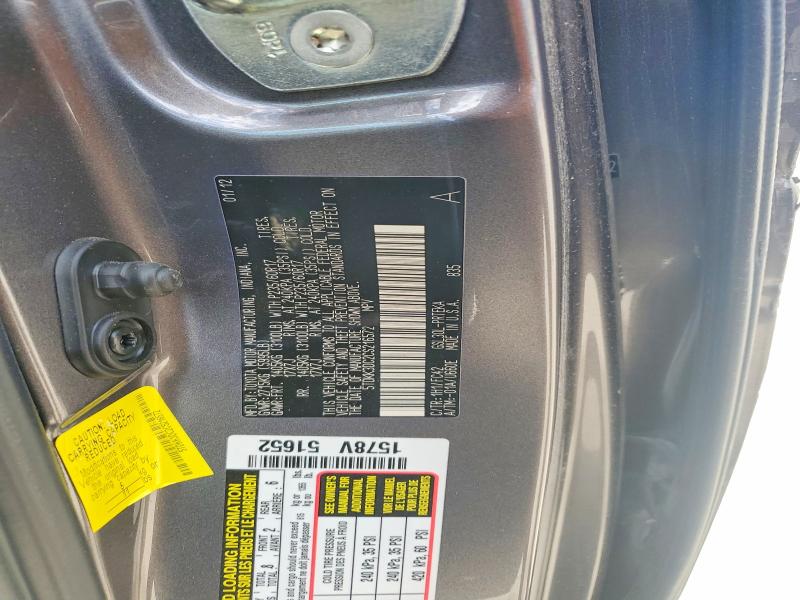 54905336 :رقم المزاد ، 5TDKK3DC2CS216572 vin ، 2012 Toyota Sienna مزاد بيع
