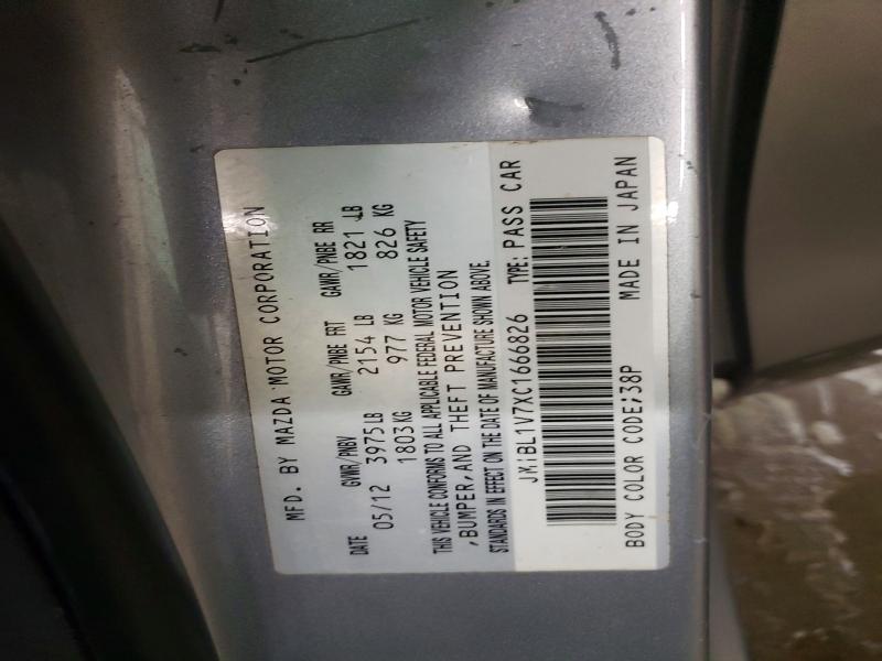 Aukcja sprzedaży 2012 Mazda 3, vin: JM1BL1V7XC1666826, numer aukcji: 58040646