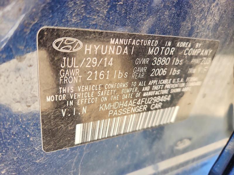 2015 Hyundai Elantra მანქანა იყიდება აუქციონზე, vin: KMHDH4AE4FU298464, აუქციონის ნომერი: 56041676