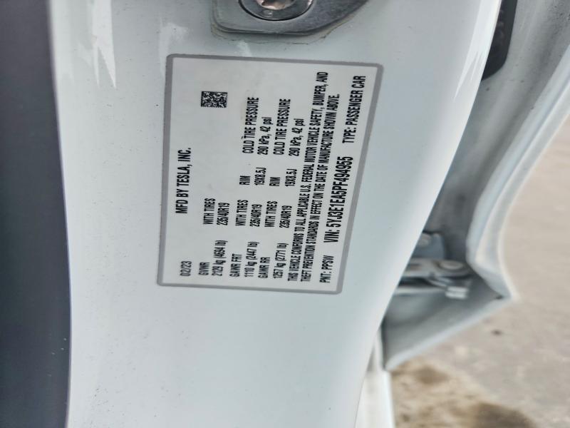 58900496 :رقم المزاد ، 5YJ3E1EA5PF494955 vin ، 2023 Tesla Model 3 مزاد بيع