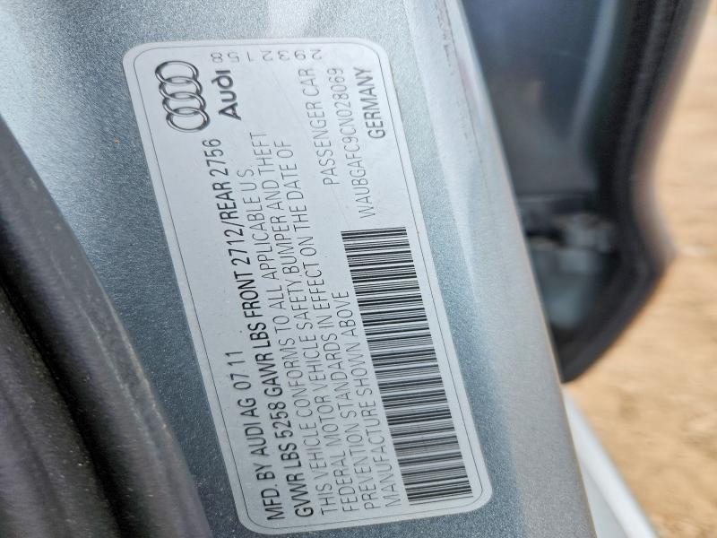 2012 Audi A6 მანქანა იყიდება აუქციონზე, vin: WAUBGAFC9CN028069, აუქციონის ნომერი: 57029226