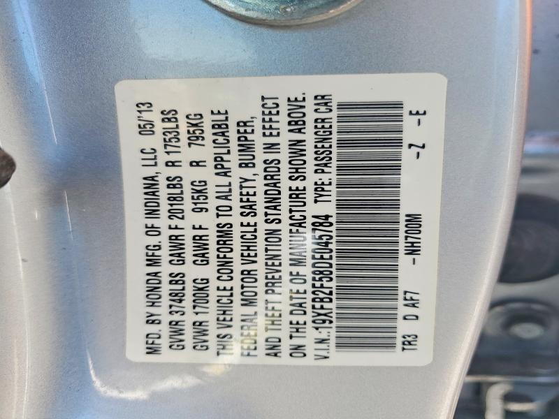 2013 Honda Civic მანქანა იყიდება აუქციონზე, vin: 19XFB2F58DE045784, აუქციონის ნომერი: 56148166