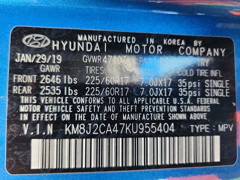 Aukcja sprzedaży 2019 Hyundai Tucson, vin: KM8J2CA47KU955404, numer aukcji: 59196226