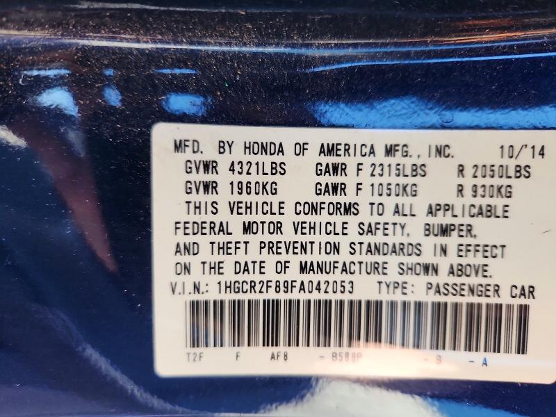 2015 Honda Accord მანქანა იყიდება აუქციონზე, vin: 1HGCR2F89FA042053, აუქციონის ნომერი: 54553196