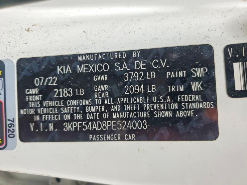 2023 Kia Forte მანქანა იყიდება აუქციონზე, vin: 3KPF54AD8PE524003, აუქციონის ნომერი: 57164676