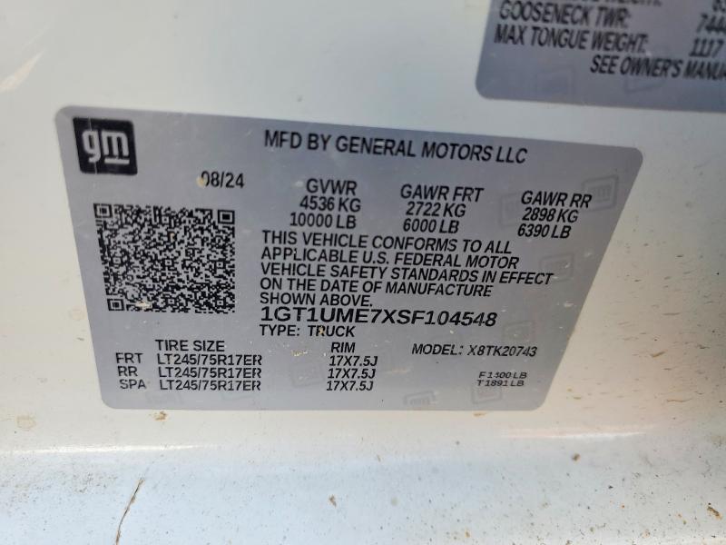 57389246 :رقم المزاد ، 1GT1UME7XSF104548 vin ، 2025 Gmc Sierra مزاد بيع