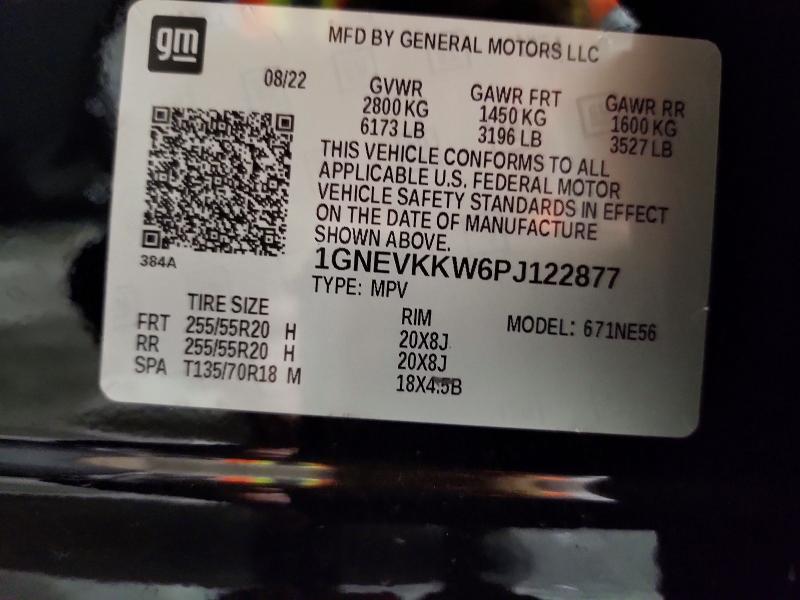 58301876 :رقم المزاد ، 1GNEVKKW6PJ122877 vin ، 2023 Chevrolet Traverse مزاد بيع