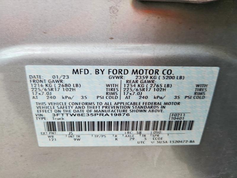 2023 Ford Maverick მანქანა იყიდება აუქციონზე, vin: 3FTTW8E35PRA19876, აუქციონის ნომერი: 58179946