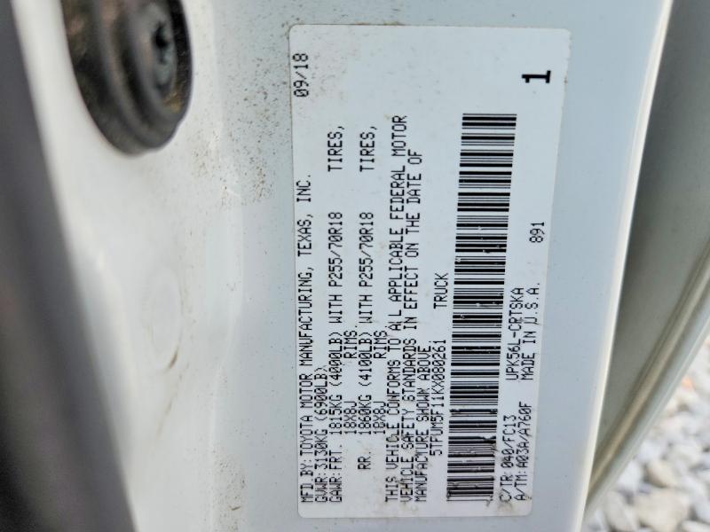 59102006 :رقم المزاد ، 5TFUM5F11KX080261 vin ، 2019 Toyota Tundra مزاد بيع