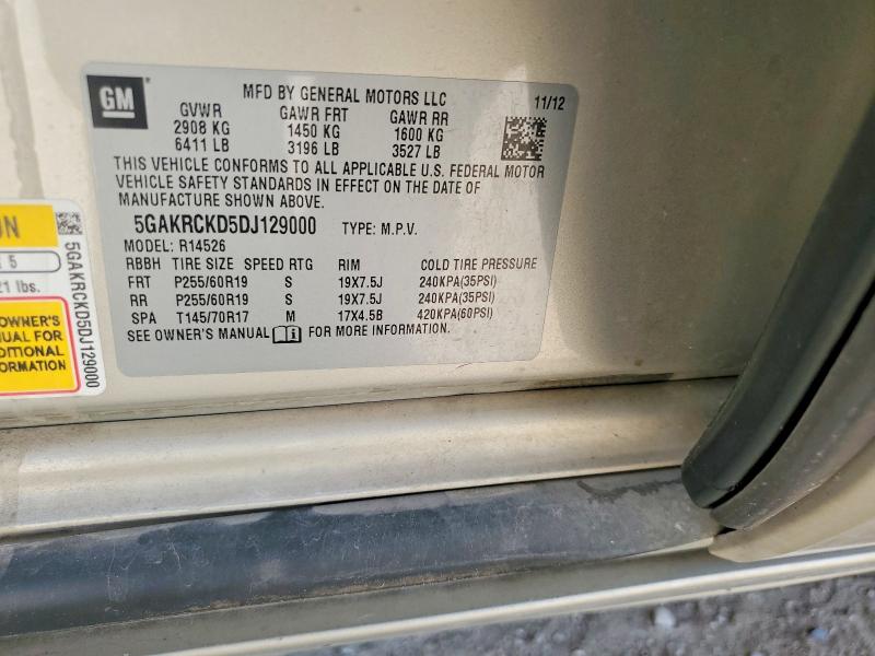 Aukcja sprzedaży 2013 Buick Enclave, vin: 5GAKRCKD5DJ129000, numer aukcji: 59263636