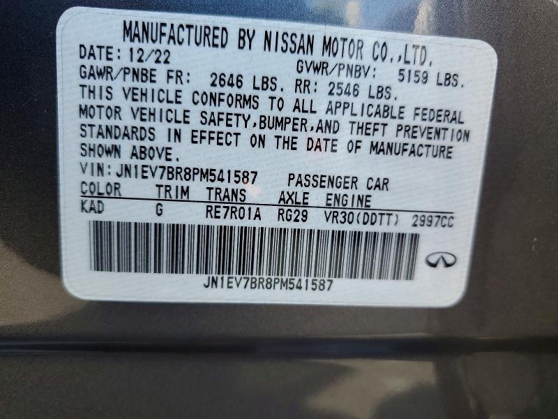 Продаж на аукціоні авто 2023 Infiniti Q50, vin: JN1EV7BR8PM541587, номер лоту: 55785356