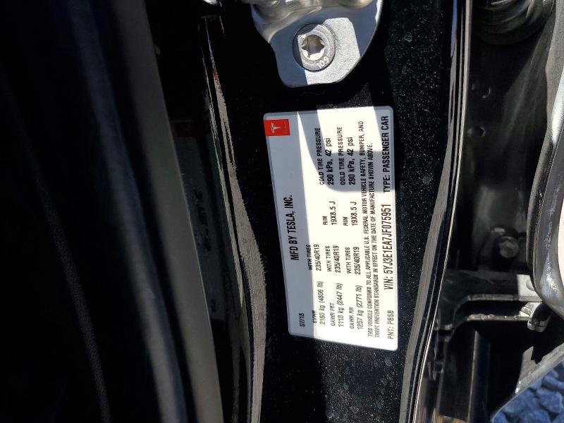 Продажа на аукционе авто 2018 Tesla Model 3, vin: 5YJ3E1EA7JF075951, номер лота: 58607416