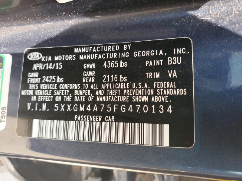 59137646 :رقم المزاد ، 5XXGM4A75FG470134 vin ، 2015 Kia Optima مزاد بيع