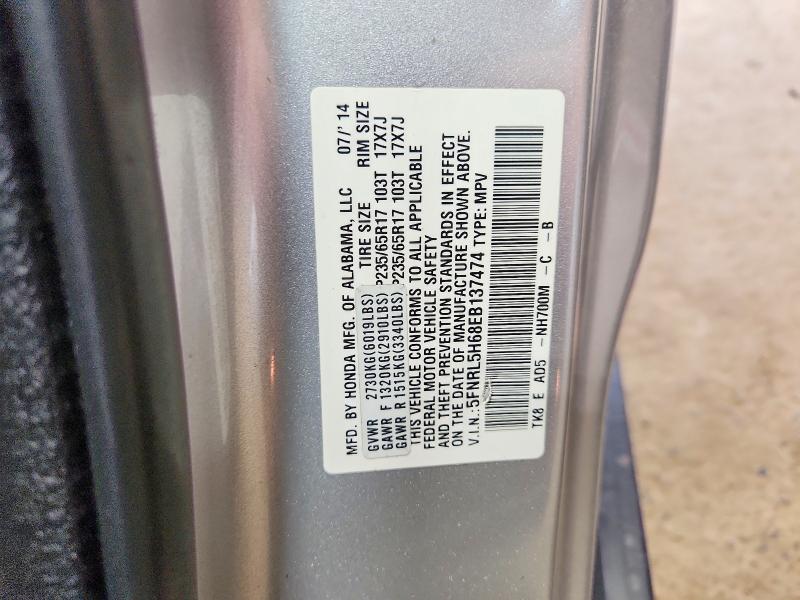 2014 Honda Odyssey მანქანა იყიდება აუქციონზე, vin: 5FNRL5H68EB137474, აუქციონის ნომერი: 56734796
