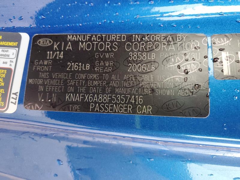 2015 Kia Forte მანქანა იყიდება აუქციონზე, vin: KNAFX6A88F5357416, აუქციონის ნომერი: 58753836