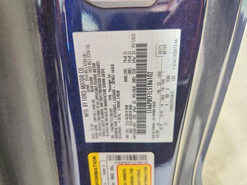 Продажа на аукционе авто 2020 Ford Mustang, vin: 1FA6P8CF1L5186102, номер лота: 58518476