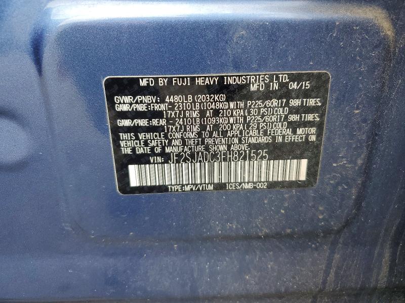 Продаж на аукціоні авто 2015 Subaru Forester, vin: JF2SJADC3FH821525, номер лоту: 58393566