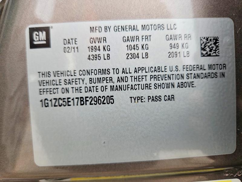 Продаж на аукціоні авто 2011 Chevrolet Malibu, vin: 1G1ZC5E17BF296205, номер лоту: 58588976