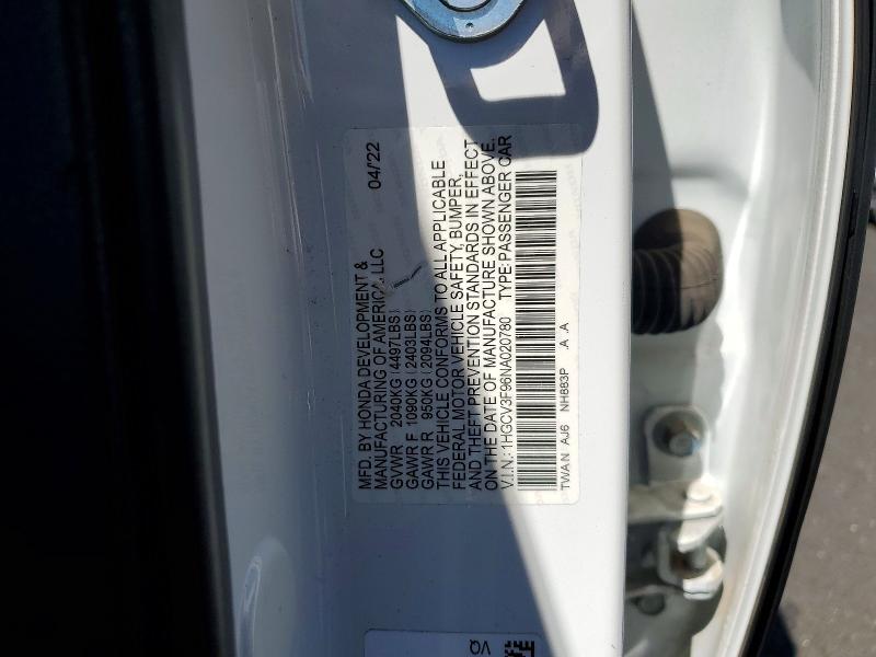 56302676 :رقم المزاد ، 1HGCV3F96NA020780 vin ، 2022 Honda Accord مزاد بيع
