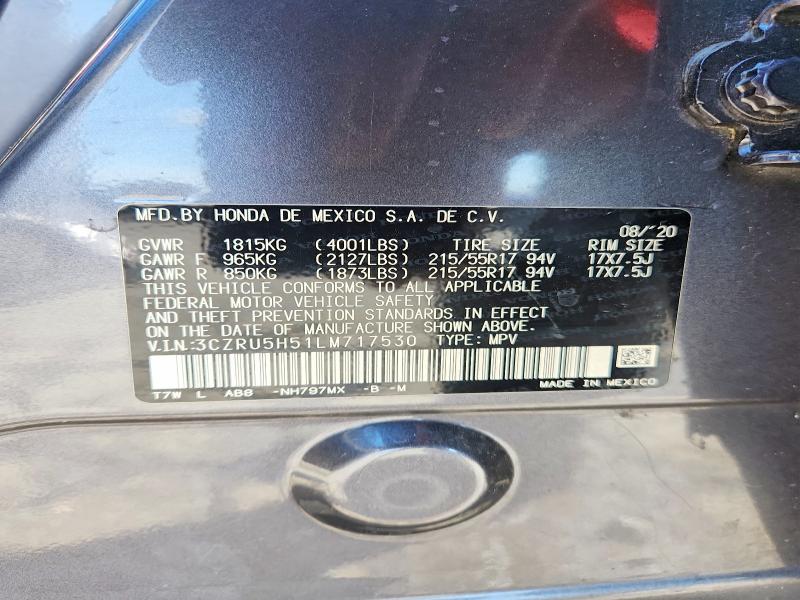 Aukcja sprzedaży 2020 Honda Hr-v, vin: 3CZRU5H51LM717530, numer aukcji: 57960416