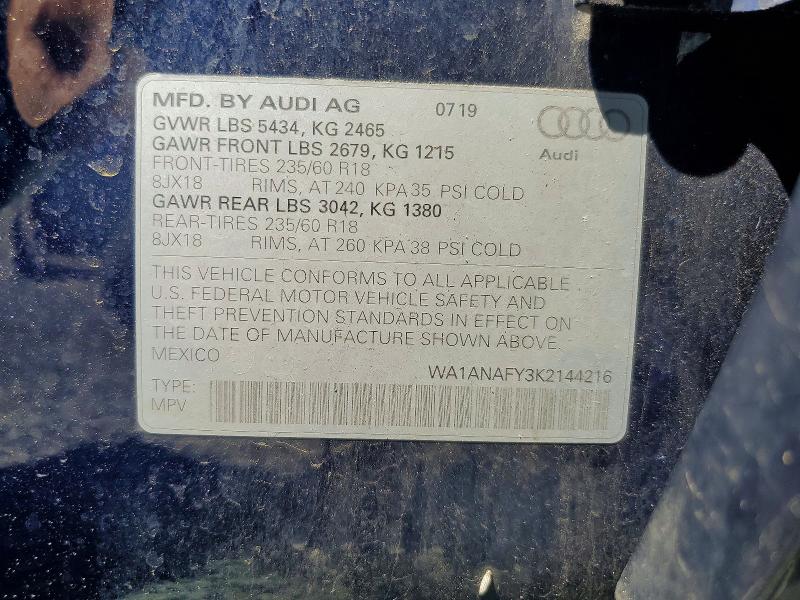 Aukcja sprzedaży 2019 Audi Q5, vin: WA1ANAFY3K2144216, numer aukcji: 55438996
