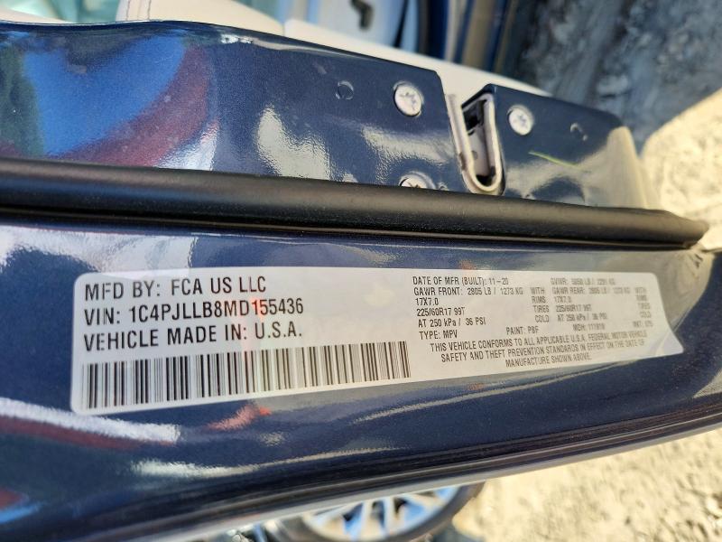 Продажа на аукционе авто 2021 Jeep Cherokee, vin: 1C4PJLLB8MD155436, номер лота: 56336676