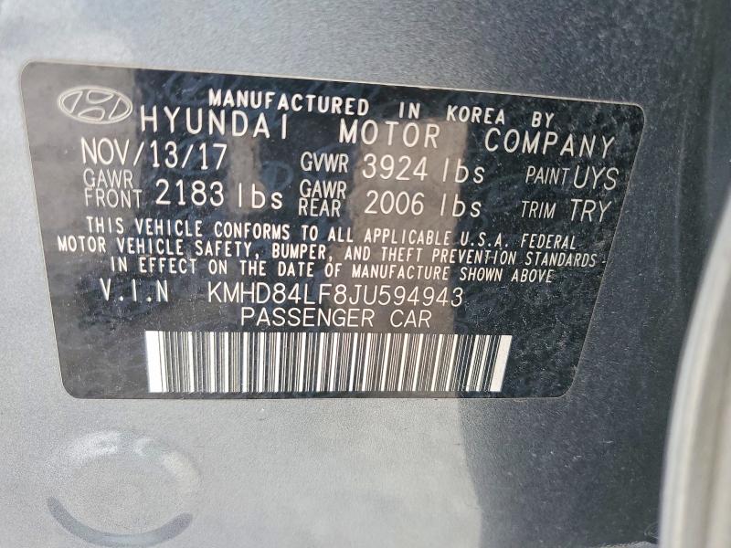 56670996 :رقم المزاد ، KMHD84LF8JU594943 vin ، 2018 Hyundai Elantra مزاد بيع