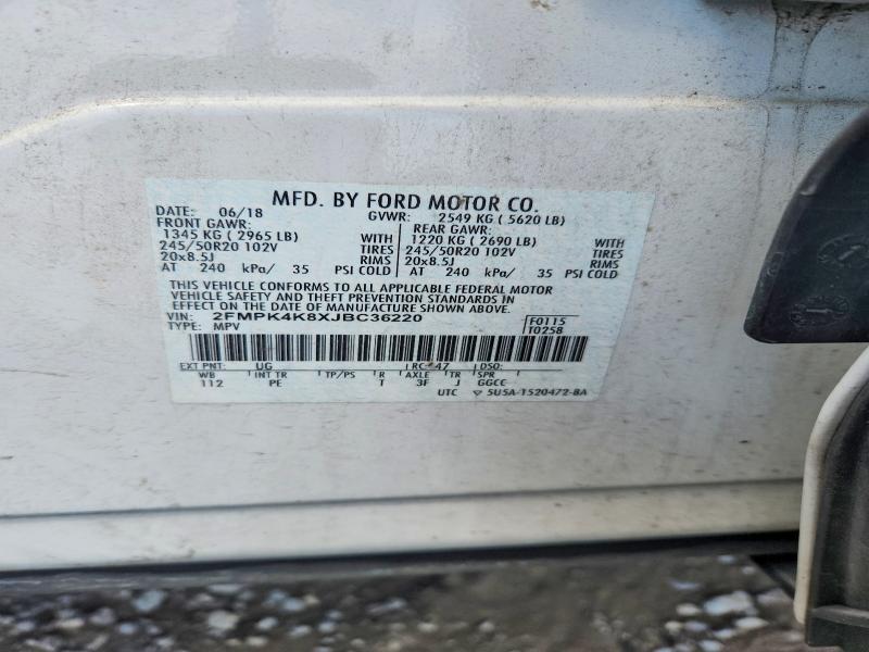 Продажа на аукционе авто 2018 Ford Edge, vin: 2FMPK4K8XJBC36220, номер лота: 56667506