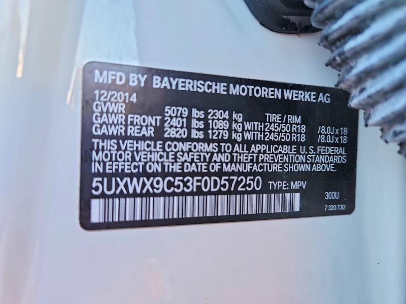 Aukcja sprzedaży 2015 Bmw X3, vin: 5UXWX9C53F0D57250, numer aukcji: 55462746