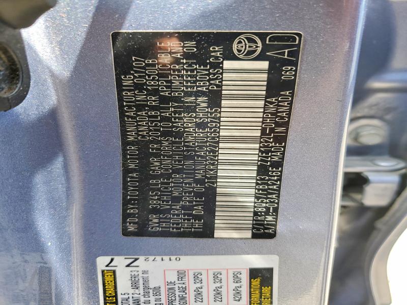 Продажа на аукционе авто 2007 Toyota Corolla Matrix, vin: 2T1KR32E27C659755, номер лота: 56369656