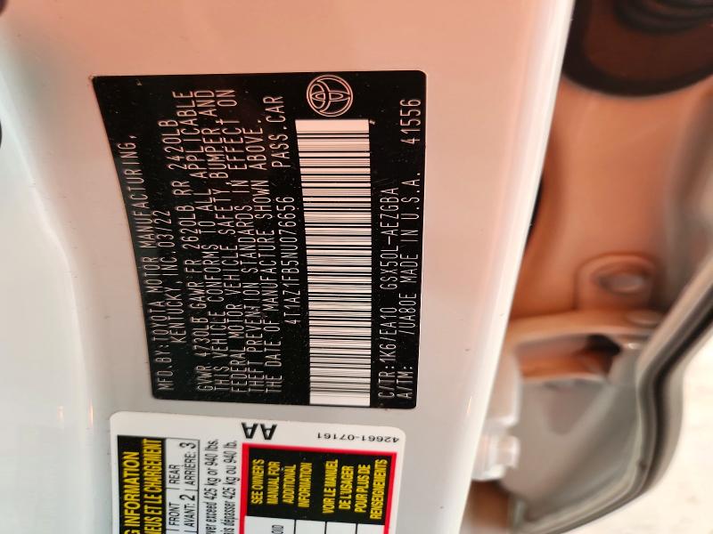 Продажа на аукционе авто 2022 Toyota Avalon, vin: 4T1AZ1FB5NU076656, номер лота: 58520036
