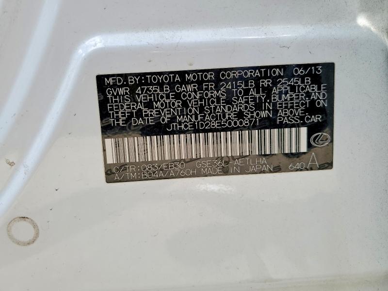 55804356 :رقم المزاد ، JTHCE1D28E5000871 vin ، 2014 Lexus Is مزاد بيع