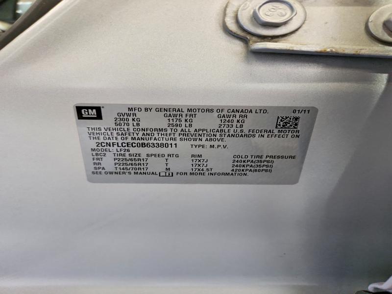 Продажа на аукционе авто 2011 Chevrolet Equinox, vin: 2CNFLCEC0B6338011, номер лота: 51923946